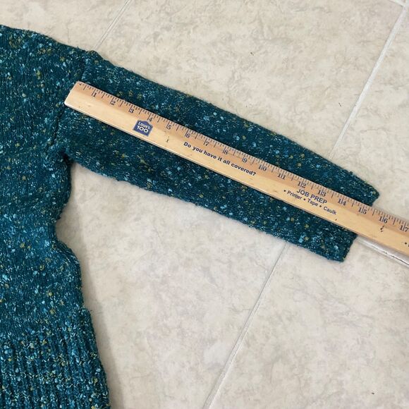 J Jill petites Speckled Pullover Cowl Turtle Neck Sweater women’s MP Teal green - Picture 12 of 12
